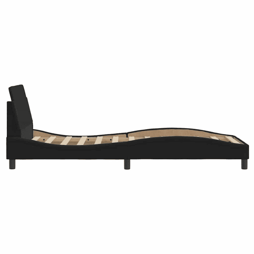 Estrutura de cama de solteiro para adultos com cabeceira Dover tecido 90x200 cm preto