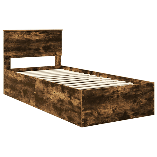 Estrutura de cama de solteiro para adultos com cabeceira Carvalho Defumado 75 x 190 cm