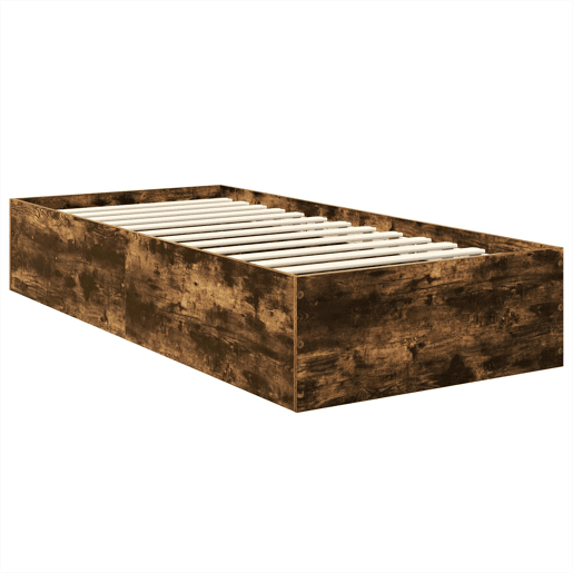 Estrutura de cama de solteiro para adultos com cabeceira Carvalho Defumado 75 x 190 cm