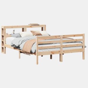 Estrutura de Cama de casal simple com cabeceira 140x200 cm pinho maciço