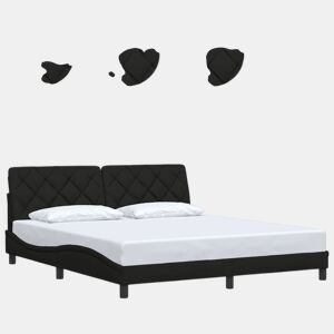 Estrutura de Cama de casal moderno com LED sem colchão 180x200 cm tecido preto