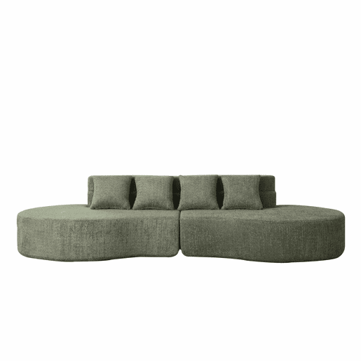 Sofá modular de 4 lugares - 2 peças combináveis, espuma viscoelástica de alta densidade - verde
