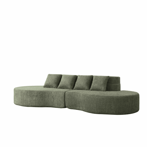 Sofá modular de 4 lugares - 2 peças combináveis, espuma viscoelástica de alta densidade - verde