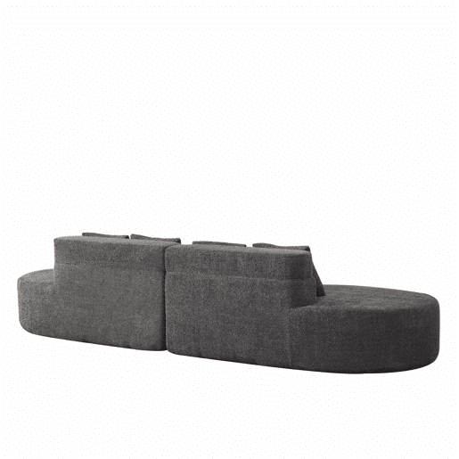 Sofá modular de 4 lugares - 2 peças, espuma viscoelástica de alta densidade, capa removível e lavável em tecido teddyfleece - Cinza