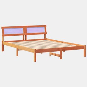 Estrutura de cama de casal simple com cabeceira - Marrom Cera 160 x 200 cm