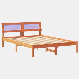 Estrutura de cama de casal simple com cabeceira - Marrom Cera 120 x 200 cm