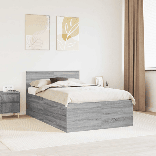 Estrutura De Cama De Casal Moderno - Cinza Sonoma 120 x 190 cm Madeira processada