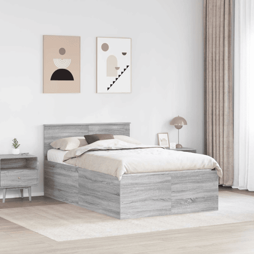 Estrutura De Cama De Casal Moderno - Cinza Sonoma 120 x 190 cm Madeira processada