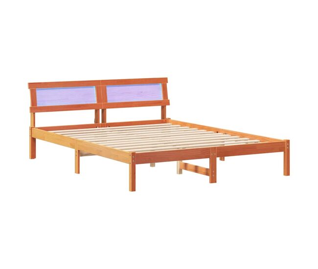 Estructura de cama matrimonial Estilo con cabecera Marrón cera 140 x 200 cm