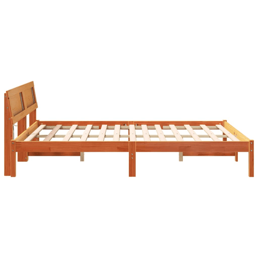 Estrutura de cama de casal simple com cabeceira - Marrom Cera 140 x 200 cm