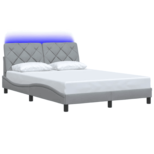 Estrutura de cama de casal simple com LED - 140x200 cm tecido