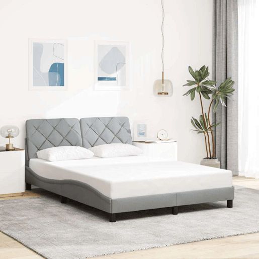 Estrutura de cama de casal simple com LED - 140x200 cm tecido