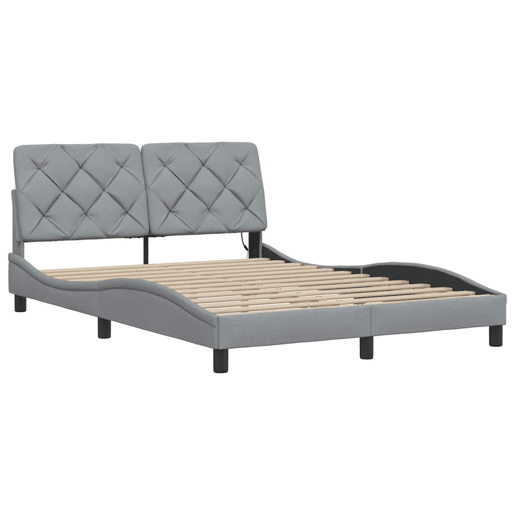 Estrutura de cama de casal simple com LED - 140x200 cm tecido