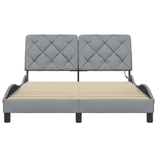 Estrutura de cama de casal simple com LED - 140x200 cm tecido