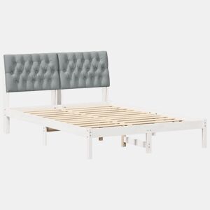 Estrutura de Cama de casal moderno com Cabeceira Estofada Branco 135 x 190 cm