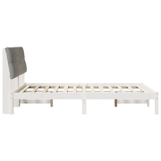 Estrutura de Cama de casal moderno com Cabeceira Estofada Branco 135 x 190 cm