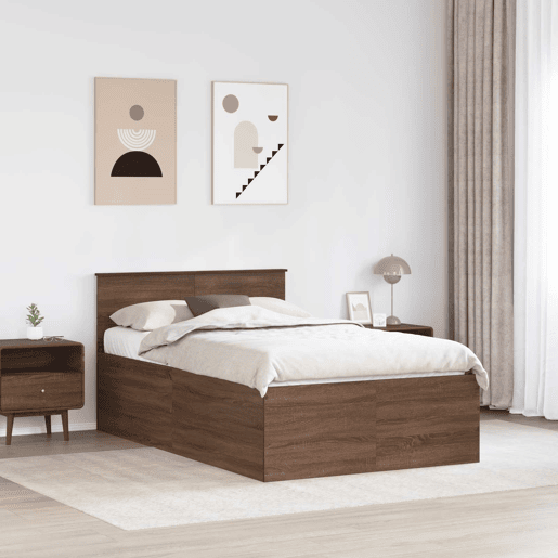 Estrutura da Cama de casal moderno com cabeceira Carvalho Marrom 135 x 190 cm