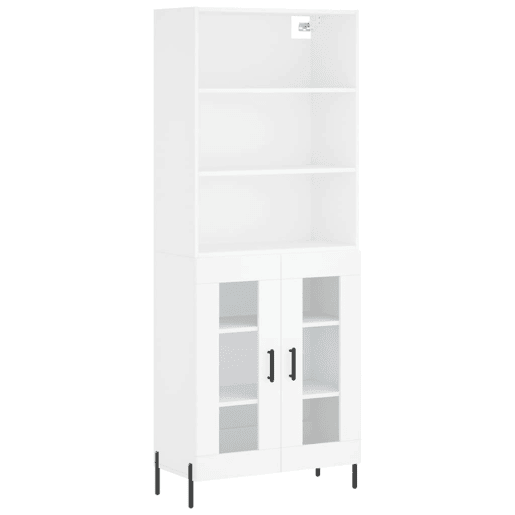 Armário alto - Bufete - Móvel de apoio 69,5x34x180 cm derivados de madeira branco pt626
