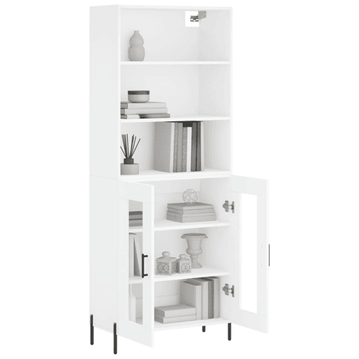 Armário alto - Bufete - Móvel de apoio 69,5x34x180 cm derivados de madeira branco pt626