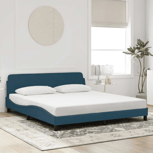 Estrutura de Cama de casal moderno com cabeceira Dover 180x200 cm veludo azul