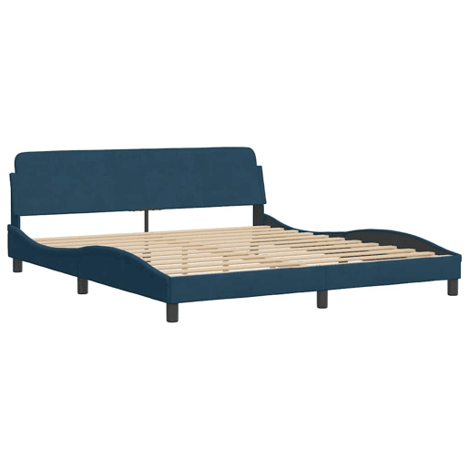 Estrutura de Cama de casal moderno com cabeceira Dover 180x200 cm veludo azul