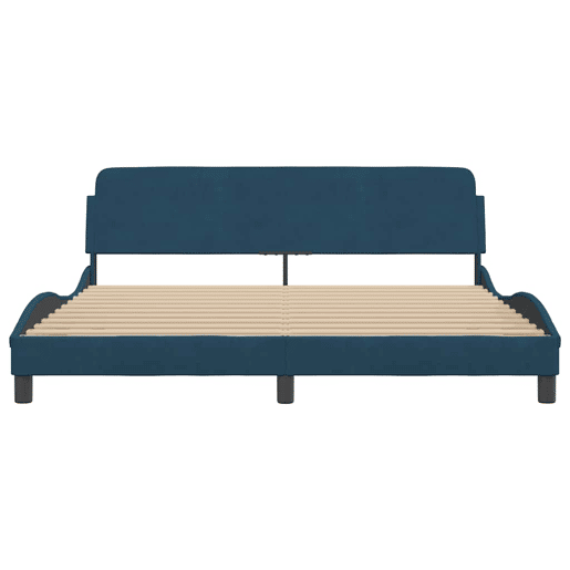 Estrutura de Cama de casal moderno com cabeceira Dover 180x200 cm veludo azul