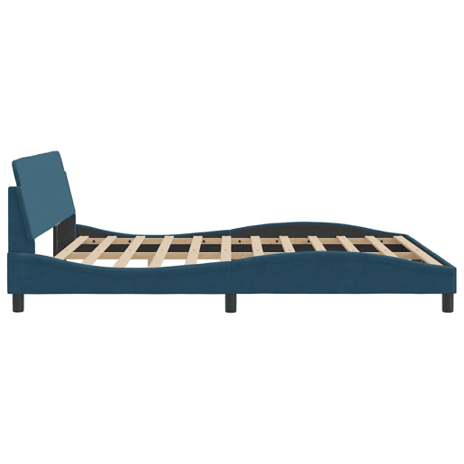 Estrutura de Cama de casal moderno com cabeceira Dover 180x200 cm veludo azul