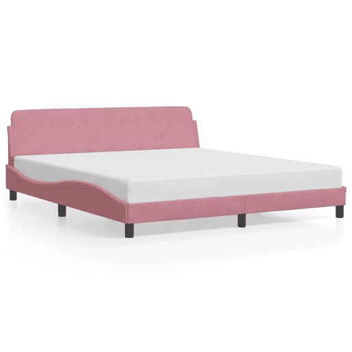 Estrutura de Cama de casal moderno com cabeceira Dover 180x200 cm veludo rosa