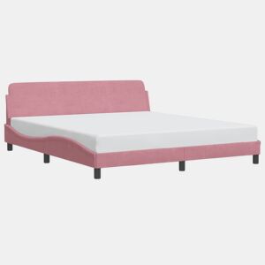 Estrutura de Cama de casal moderno com cabeceira Dover 180x200 cm veludo rosa