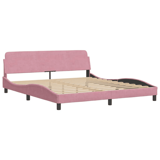 Estrutura de Cama de casal moderno com cabeceira Dover 180x200 cm veludo rosa