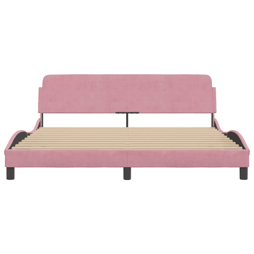 Estrutura de Cama de casal moderno com cabeceira Dover 180x200 cm veludo rosa