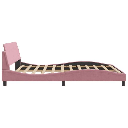 Estrutura de Cama de casal moderno com cabeceira Dover 180x200 cm veludo rosa