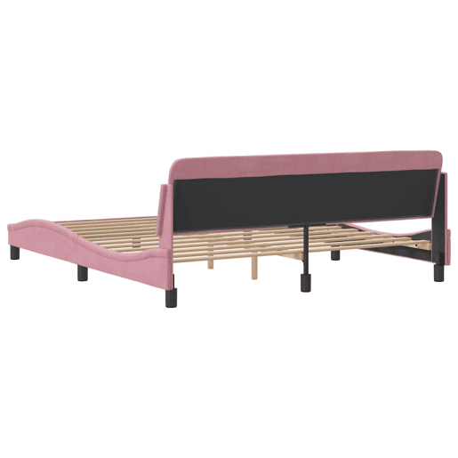 Estrutura de Cama de casal moderno com cabeceira Dover 180x200 cm veludo rosa