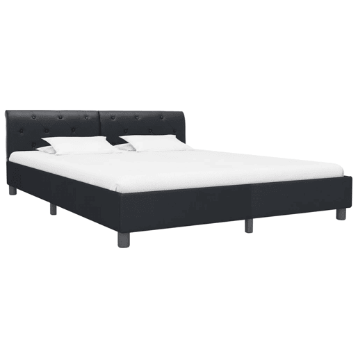 Estrutura De Cama De Casal Simple - 160x200 cm couro artificial preto