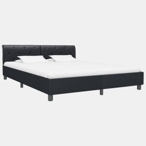 Estrutura De Cama De Casal Simple - 160x200 cm couro artificial preto