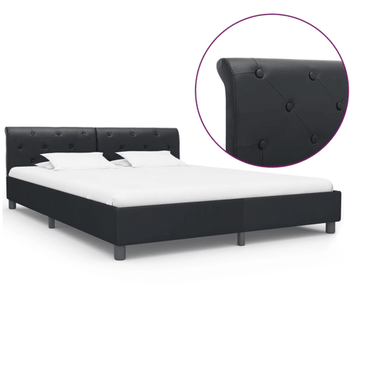Estrutura De Cama De Casal Simple - 160x200 cm couro artificial preto