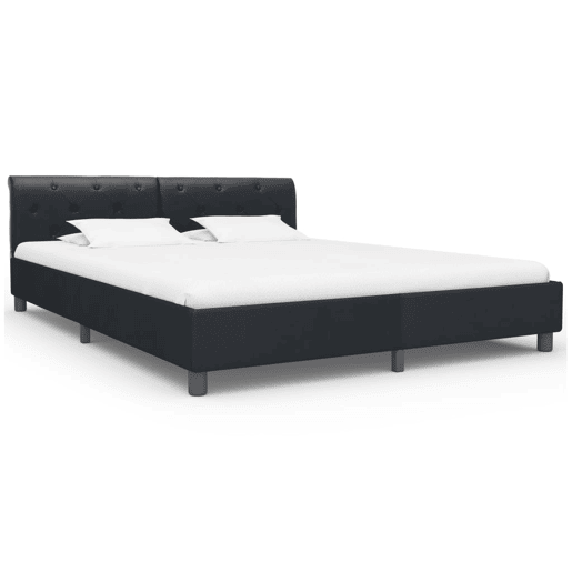 Estrutura De Cama De Casal Simple - 160x200 cm couro artificial preto