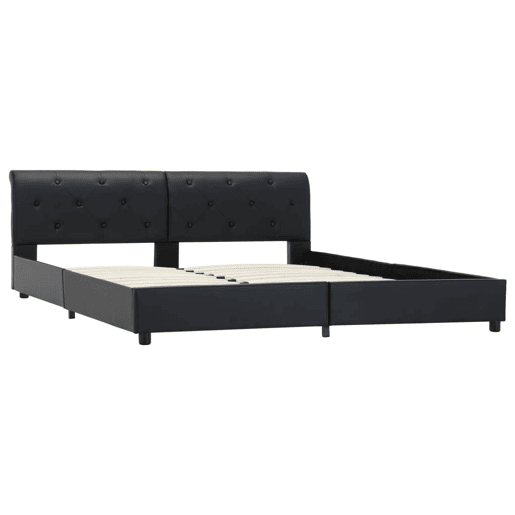 Estrutura De Cama De Casal Simple - 160x200 cm couro artificial preto