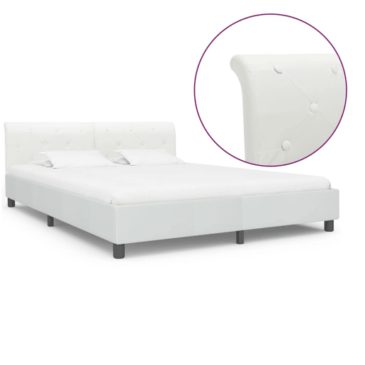 Estrutura De Cama De Casal Moderno - 160x200 cm couro artificial branco