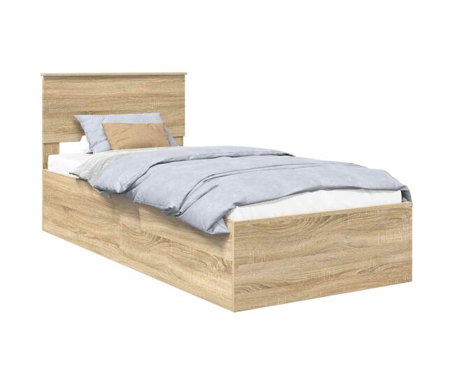 Estructura de cama simple para adultos con cabecera - roble sonoma 75 x 190 cm