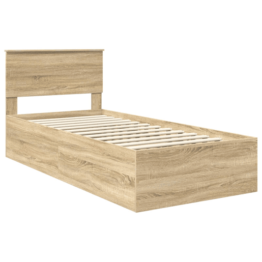 Estrutura de cama de solteiro moderno com cabeceira - Carvalho Sonoma 75 x 190 cm