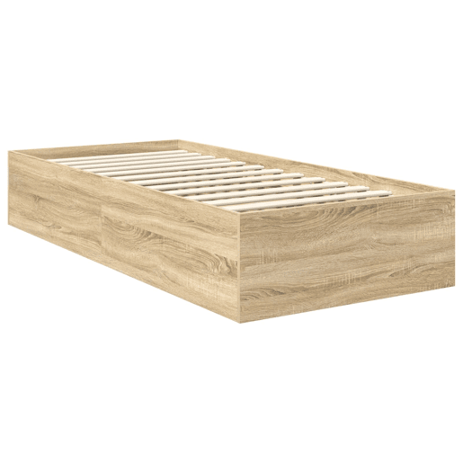 Estrutura de cama de solteiro moderno com cabeceira - Carvalho Sonoma 75 x 190 cm