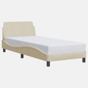 Estrutura de cama de solteiro para adultos com cabeceira Dover tecido 90x200 cm creme