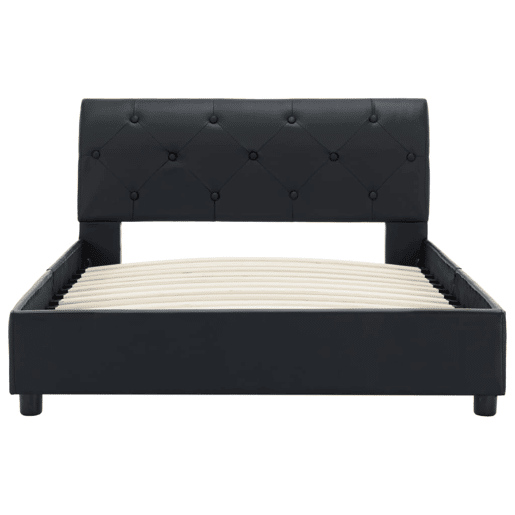 Estrutura de cama de solteiro para adultos 100x200 cm couro artificial preto