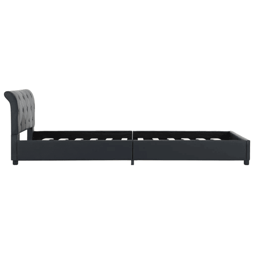 Estrutura de cama de solteiro para adultos 100x200 cm couro artificial preto