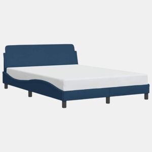 Estrutura de Cama de casal moderno com cabeceira Dover 140x190 cm tecido azul
