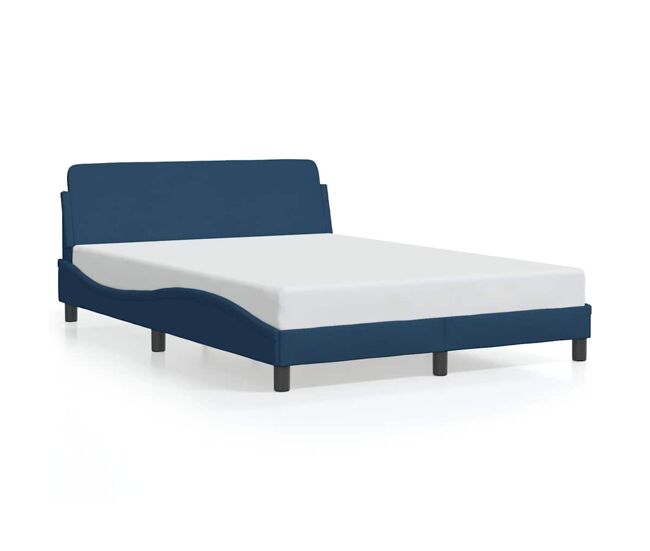 Estructura de cama matrimonial estilo con cabecero dover tela azul 140x190cm