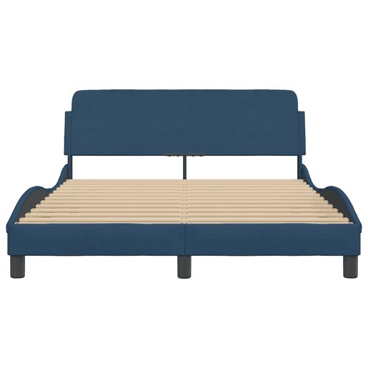 Estrutura de Cama de casal moderno com cabeceira Dover 140x190 cm tecido azul