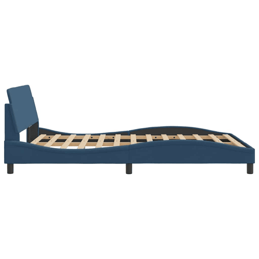 Estrutura de Cama de casal moderno com cabeceira Dover 140x190 cm tecido azul
