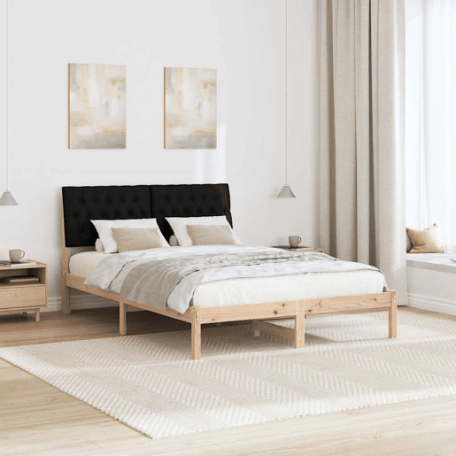 Estrutura de Cama de casal moderno com Cabeceira Estofada Castanho 135 x 190 cm